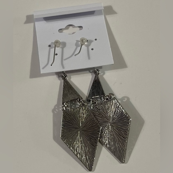 NWT Turquoise and Silver Geometric Earrings - Picture 2 of 3